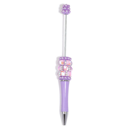 Creative DIY bead pen heavy industry high value square diamond pearl diamond bead pen multi-color plastic rotating ballpoint pen