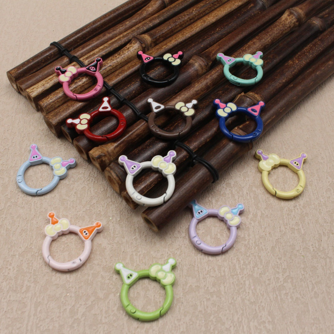 Random Mixed Color New Drip Kulomie Spring Buckle Bow Keychain DIY Accessories Alloy Open Connecting Ring