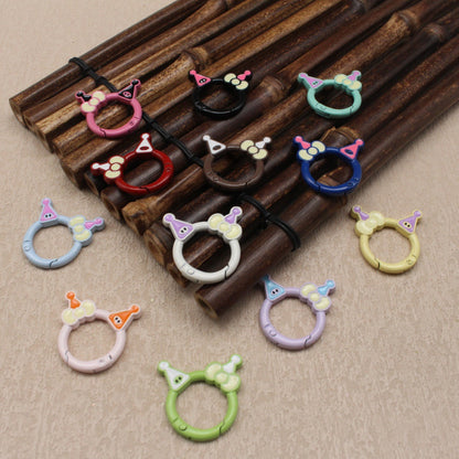 Random Mixed Color New Drip Kulomie Spring Buckle Bow Keychain DIY Accessories Alloy Open Connecting Ring