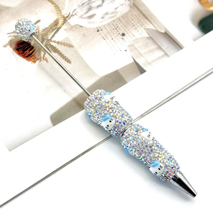 Beadable Clay Pens with Cute HK Kitten Head AB Rhinestones Covered the Entire Pen