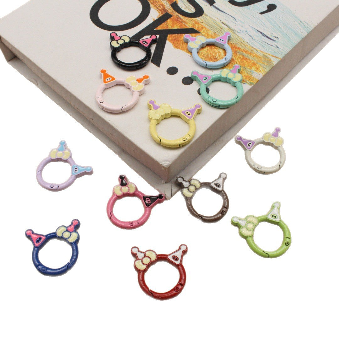 Random Mixed Color New Drip Kulomie Spring Buckle Bow Keychain DIY Accessories Alloy Open Connecting Ring