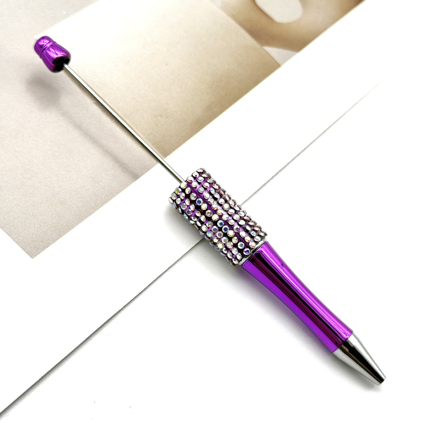 UV electroplated colored diamond bead pen DIY multi-color diamond beaded ballpoint pen handmade rhinestone gift pen manufacturer wholesale