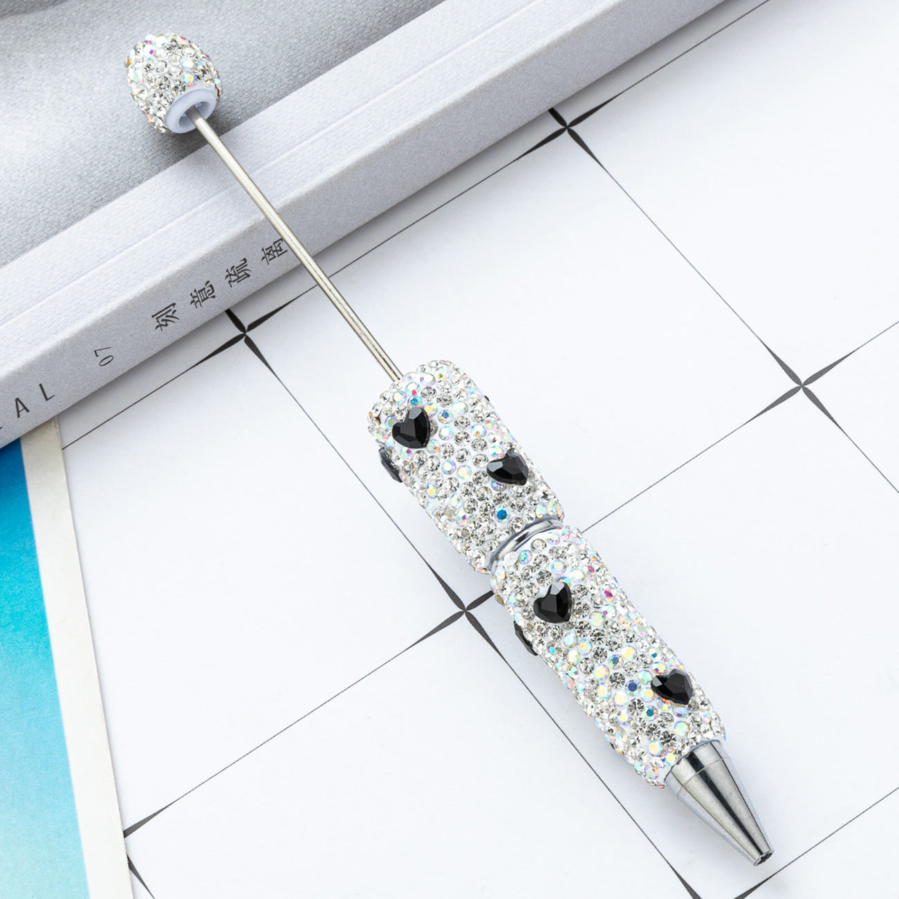 Cross-border love bead pen DIY heavy industry diamond-encrusted bead pen hand-pasted full diamond bead ballpoint pen plastic pen