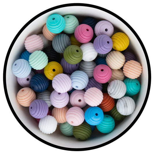 Spot 15mm silicone threaded beads food grade material baby toothpaste chain loose beads DIY accessories honeycomb beads wholesale