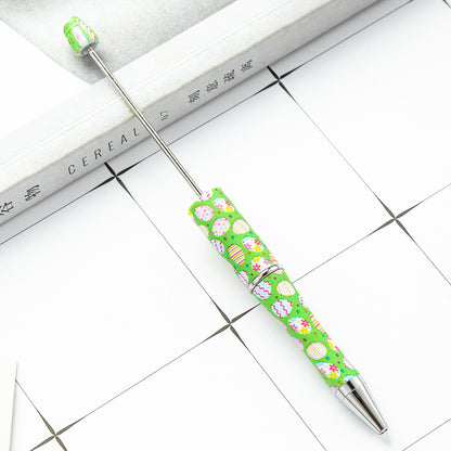 DIY plastic bead pen creative Easter rabbit ballpoint pen spot wholesale multi-color printing spinning bead pen