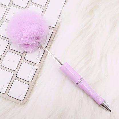 DIY hairball bead pen, cute furry gift pen, multi-color beadable ballpoint pen beadedpen spot