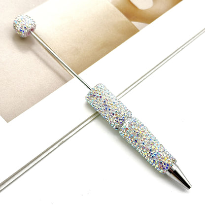 DIY electroplated colorful full diamond bead pen, colorful diamond beaded ballpoint pen, high value diamond-set bead pen in stock