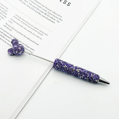 Creative Mickey Head Full Drill Bead Pen DIY Handmade Sticker Drill Ballpoint Pen Cartoon Mickey Gift Pen Manufacturer Spot