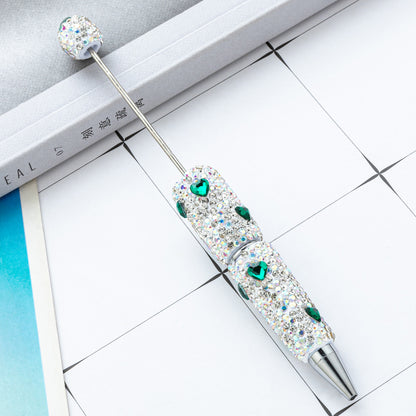 Cross-border love bead pen DIY heavy industry diamond-encrusted bead pen hand-pasted full diamond bead ballpoint pen plastic pen