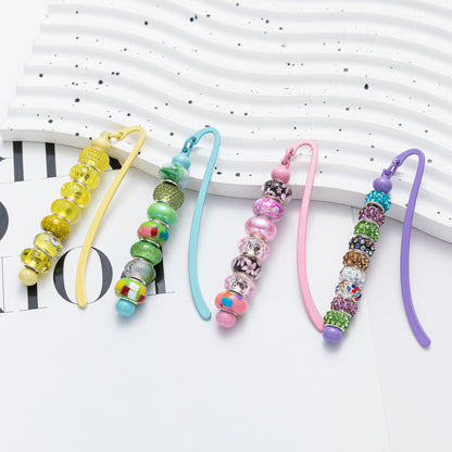 Spot metal bookmark wholesale creative DIY beaded bookmark pendant children's reward small gift mark book page folder