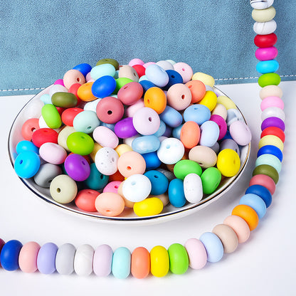 Spot 14mm Small Abacus Beads Food Grade Silicone Beads DIY Men's and Women's Jewelry Necklaces Oval Beads Wholesale