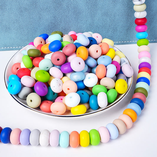 Spot 14mm Small Abacus Beads Food Grade Silicone Beads DIY Men's and Women's Jewelry Necklaces Oval Beads Wholesale
