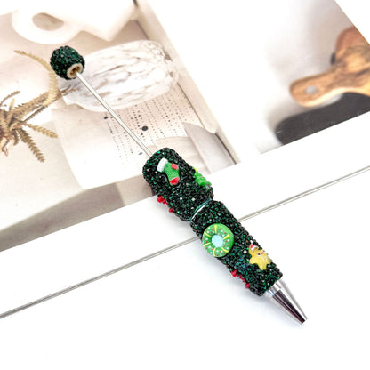 New Christmas full drill pen, creative DIY bead pen Santa Claus Elk Snowman KT cat cartoon gift pen