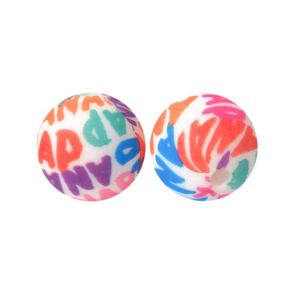 15mm Silicone Beads Water Transfer Beads DIY Jewelry Bead Pen Loose Beads Wholesale #201-250