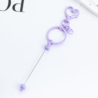 New DIY beaded love keychain pendant, small gift pendant, metal keychain, candy-colored keychain.