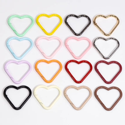 42*44mm Random Mixed Color  Paint Color Spring Buckle Love Mountaineering Buckle Portable Keychain Accessories Backpack Hanging Chain DIY