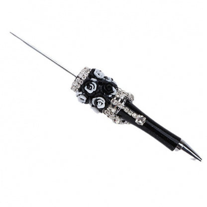DIY flower pendant bead pen, handmade rose heavy industry ballpoint pen, puzzle bead cute grain gift spot wholesale
