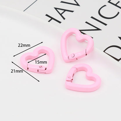 DIY Jewelry Accessories Love Paint Color Zinc Alloy Spring Buckle, Heart-shaped Open Spring Ring, Luggage Keychain