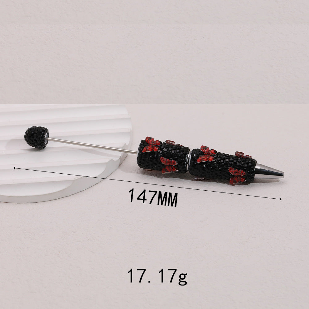 Cross-border creative butterfly soft pottery full of diamonds handmade bead pen DIY small gift gift pen creative ballpoint pen