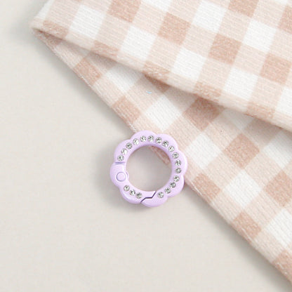 21mm Zinc Alloy Colored Petals with Diamonds, Spring Ring, Open Connection Ring DIY Jewelry, Keychain, Buckle Accessories