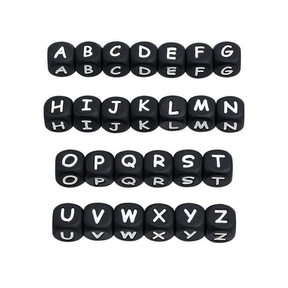 12Mm English Alphabet Silicone Beads Baby Teething Beads DIY Pacifier Chain Beaded Loose Beads Alphabet Beads