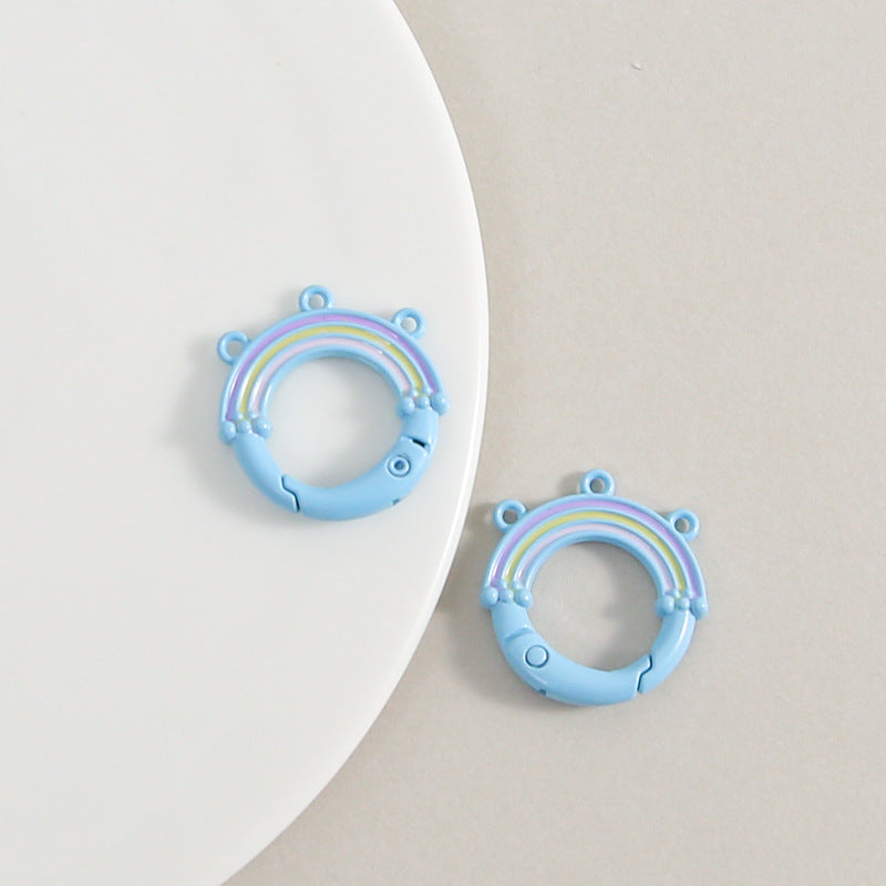 Creative Little Fresh Rainbow with Three Rings of Spring Buckle Jewelry Accessories Bag Buckle Keychain DIY Pendant Material Wholesale
