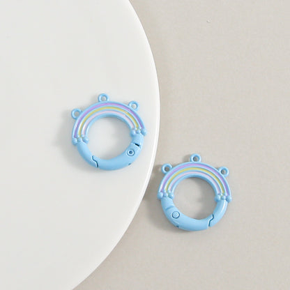 Creative Little Fresh Rainbow with Three Rings of Spring Buckle Jewelry Accessories Bag Buckle Keychain DIY Pendant Material Wholesale