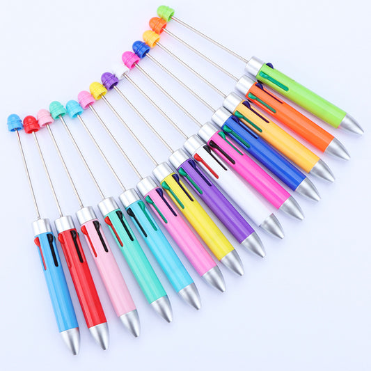 Business four-color bead pen DIY handmade jewelry bead pen cute puzzle multi-color plastic ballpoint pen gift pen