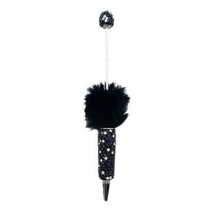 Hairball AB full drill bead pen, pen cap with drill pure hand sticker drill ballpoint pen beadedpen cute plush pen