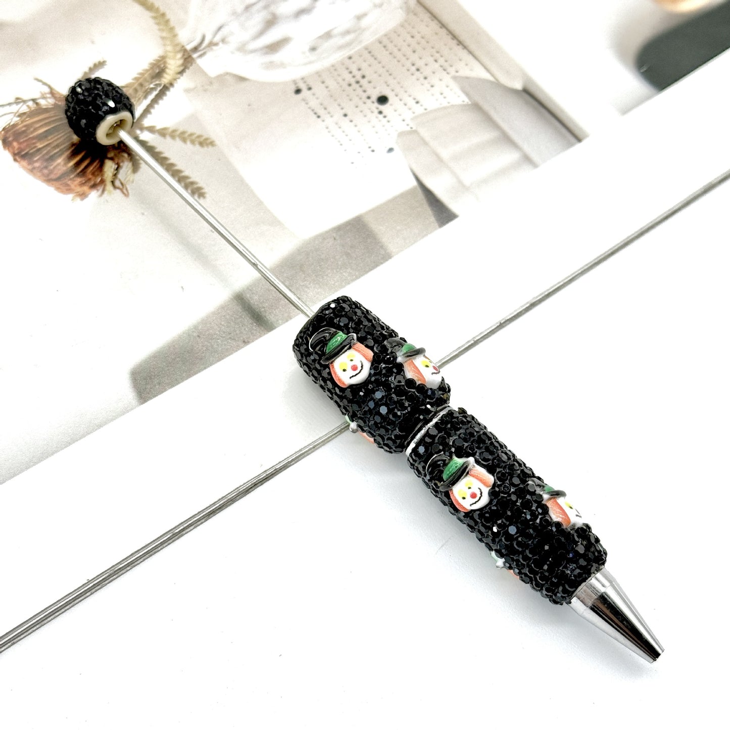 Halloween full diamond bead pen DIY skeleton pumpkin ghost series beaded ballpoint pen creative dark heavy pen