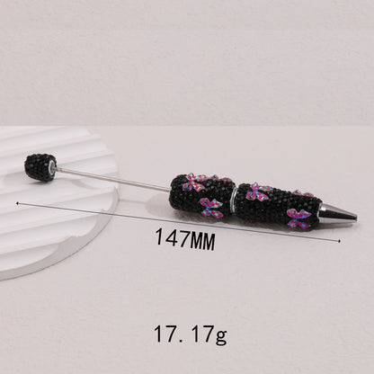 Cross-border creative butterfly soft pottery full of diamonds handmade bead pen DIY small gift gift pen creative ballpoint pen