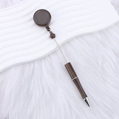 New easy-to-pull buckle beaded ballpoint pen, retractable plastic easy-to-pull retractable buckle, creative bead pen pull wire buckle