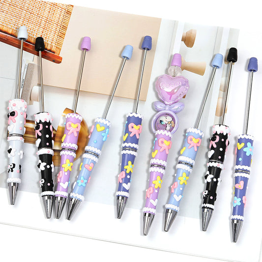 Cream glue hand-painted bead pen Macaron cute grains DIY handmade pen jewelry accessories materials wholesale