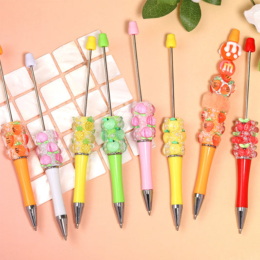 Wholesale Korean ins style high value bead pen handmade DIY creative fruit cute grain heavy industry bead pen