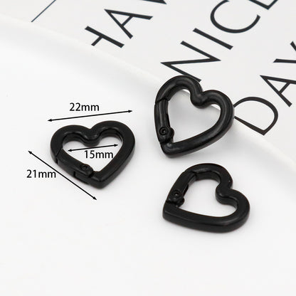 DIY Jewelry Accessories Love Paint Color Zinc Alloy Spring Buckle, Heart-shaped Open Spring Ring, Luggage Keychain