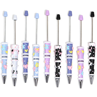 Cream glue hand-painted bead pen Macaron cute grains DIY handmade pen jewelry accessories materials wholesale