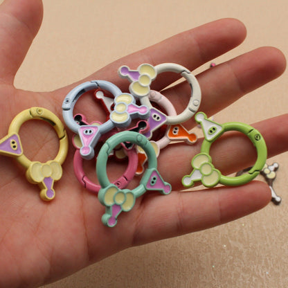 Random Mixed Color New Drip Kulomie Spring Buckle Bow Keychain DIY Accessories Alloy Open Connecting Ring