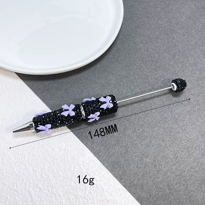 Cross-border full diamond soft pottery bow small fresh bead pen DIY creative multi-color diamond-encrusted gift pen ballpoint pen