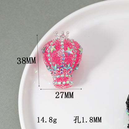 TK new diamond-encrusted vertical hole hot air balloon loose beads DIY mobile phone chain keychain bead pen necklace bead accessories