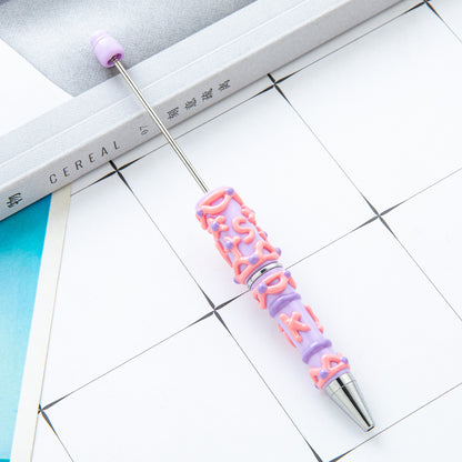 Spot cream glue hand-painted bead pen DIY hand-painted oil ballpoint pen Macaron plastic beaded ballpoint pen