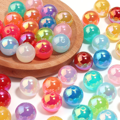 16Mm white moonlight plated colored round beads acrylic magic round beads DIY jewelry accessories versatile pen beads beaded loose beads