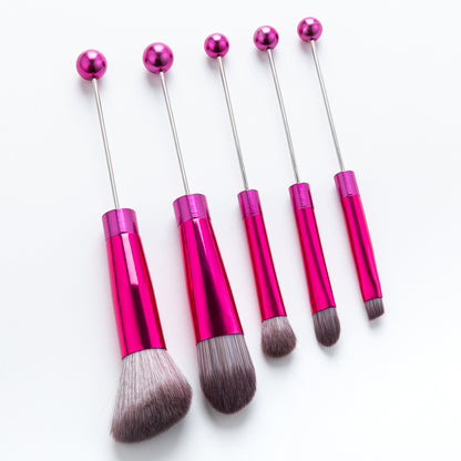 DIY metal handle string beads makeup brush set, concealer brush, eyeshadow brush, eyebrow brush, makeup, makeup tools wholesale