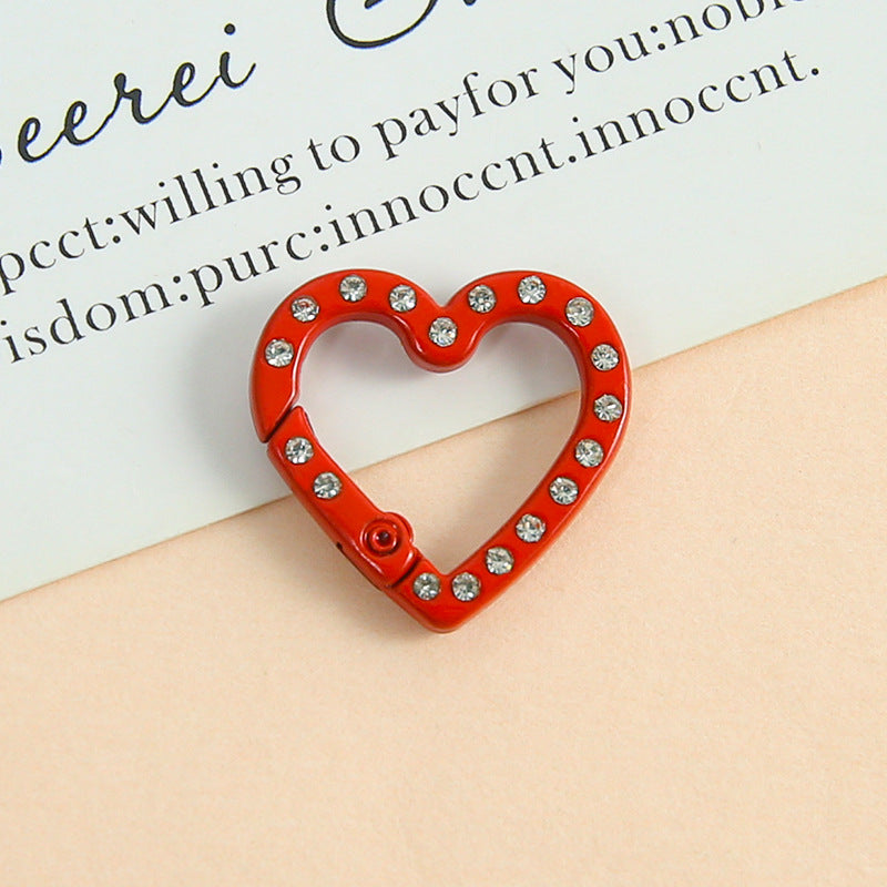 25 * 26Mm Candy Color Love Point Drill Spring Buckle Open Ring Mobile Phone Chain Keychain Handmade DIY Jewelry Accessories