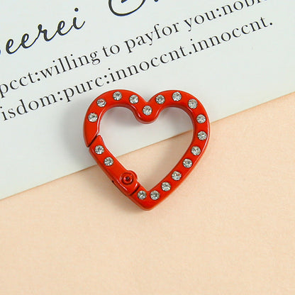 25 * 26Mm Candy Color Love Point Drill Spring Buckle Open Ring Mobile Phone Chain Keychain Handmade DIY Jewelry Accessories
