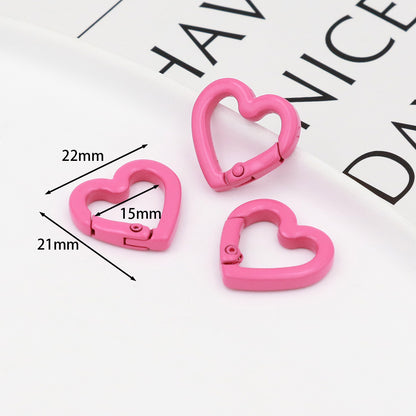 DIY Jewelry Accessories Love Paint Color Zinc Alloy Spring Buckle, Heart-shaped Open Spring Ring, Luggage Keychain