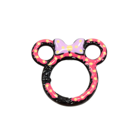 38*35mm Painted Color Spring Buckle Mickey Open Ring Hand Painted Spring Ring Keychain DIY Accessories Alloy Connecting Ring