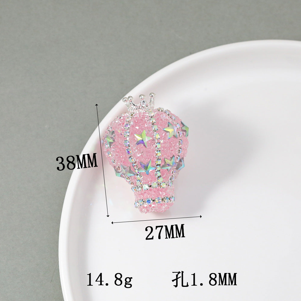 TK new diamond-encrusted vertical hole hot air balloon loose beads DIY mobile phone chain keychain bead pen necklace bead accessories
