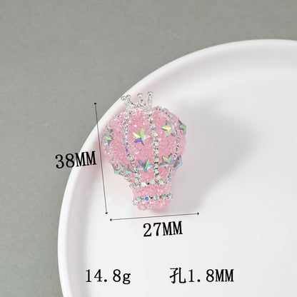 TK new diamond-encrusted vertical hole hot air balloon loose beads DIY mobile phone chain keychain bead pen necklace bead accessories