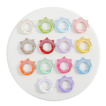 Creative Little Fresh Rainbow with Three Rings of Spring Buckle Jewelry Accessories Bag Buckle Keychain DIY Pendant Material Wholesale