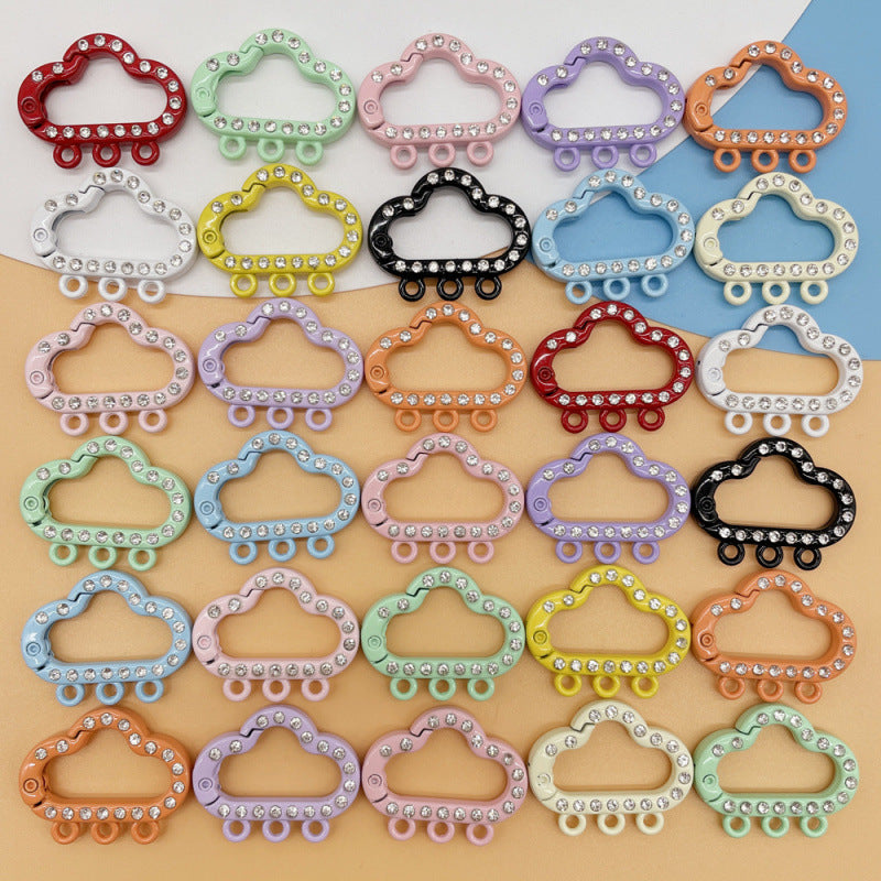 Random Mixed 23.7*29.6mm Cloud Spot Candy Color Baking Paint Dripping Oil Spring Ring Color Open Spring Buckle Small Round Metal Buckle Jewelry Accessories